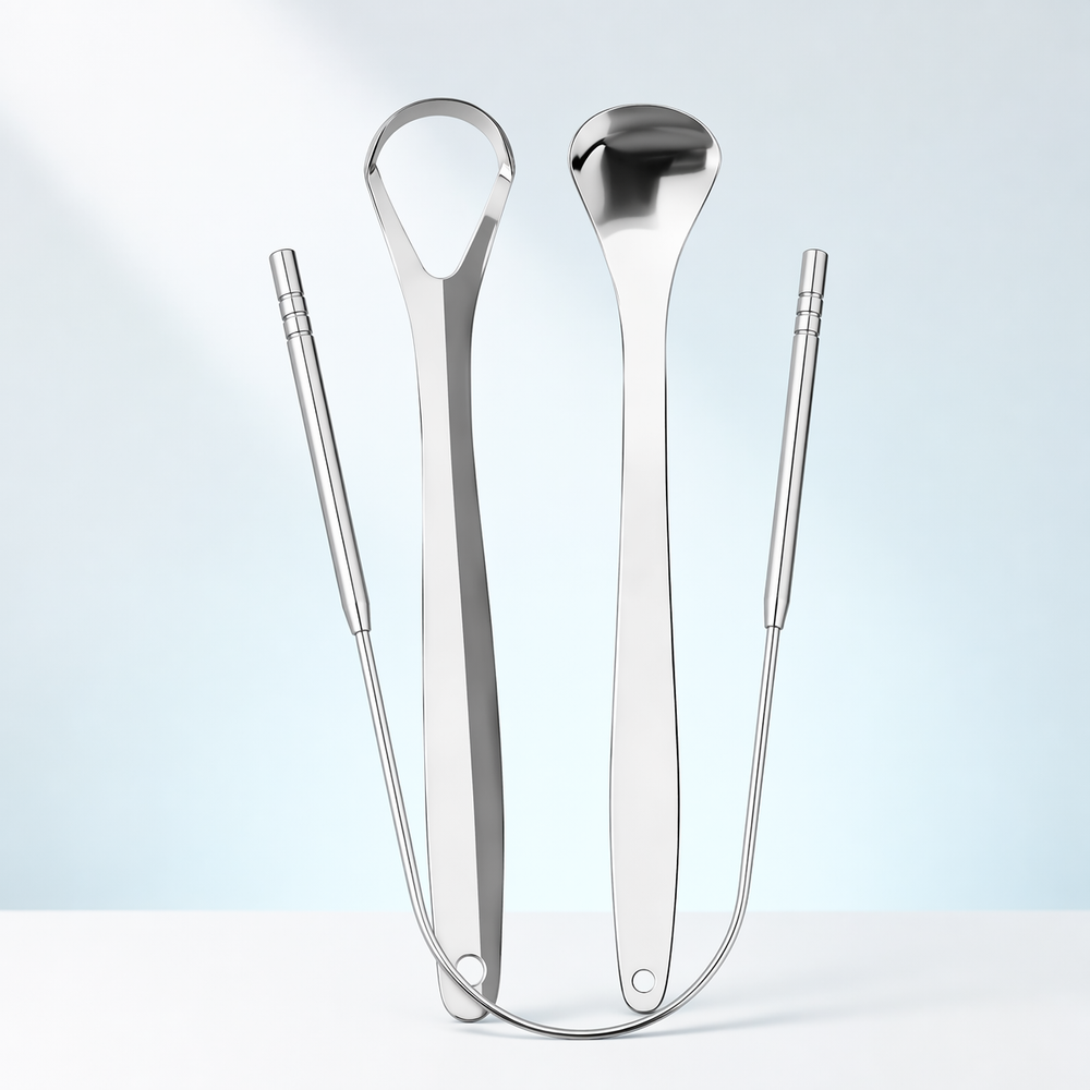Kit TongueCare: tres raspadores linguales de acero inoxidable